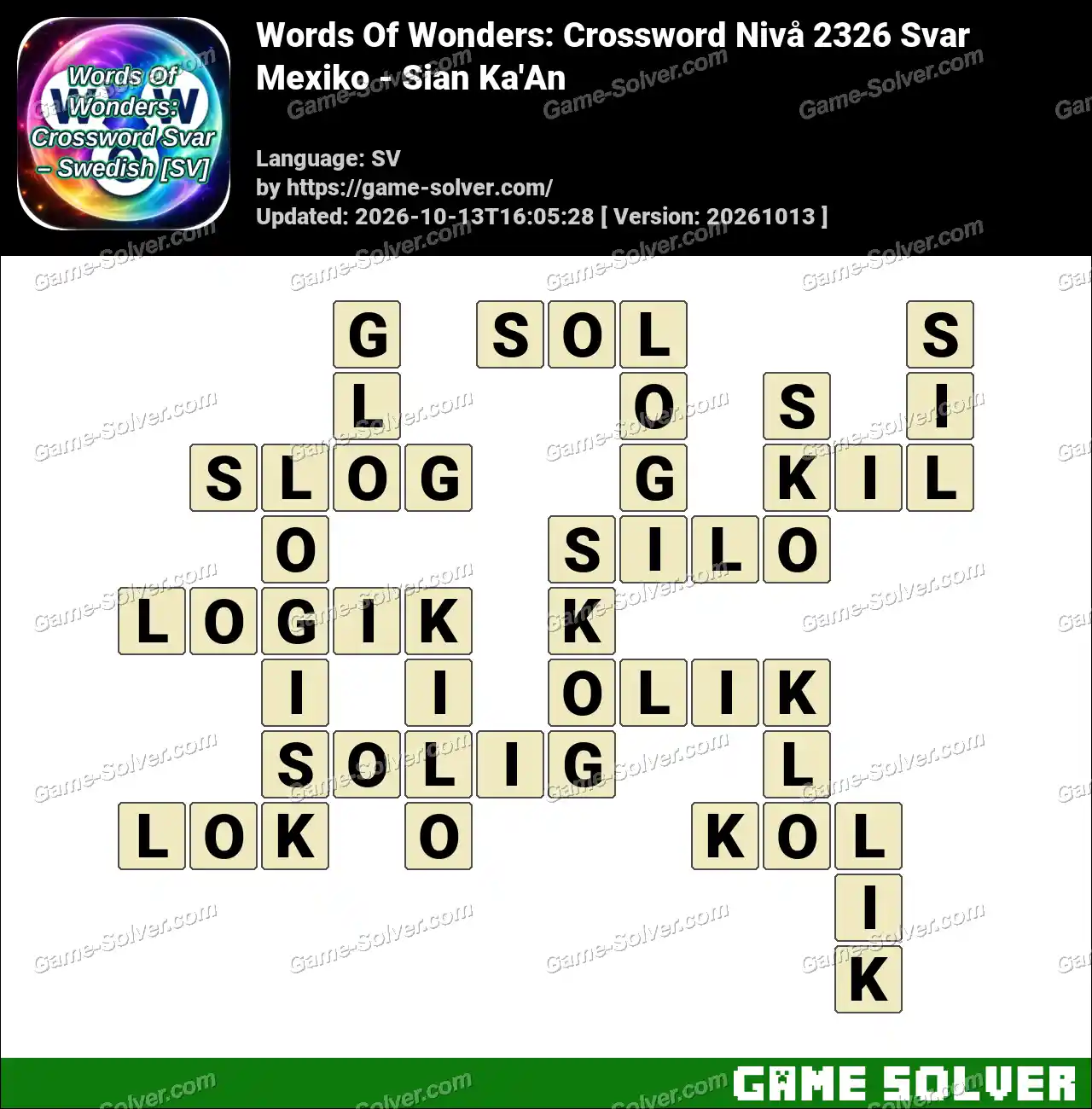 Words Of Wonders: Crossword Nivå 2326 Svar – Mexiko – Sian Ka’An